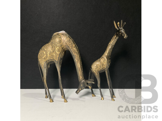 Pair of Decorative Brass Giraffes