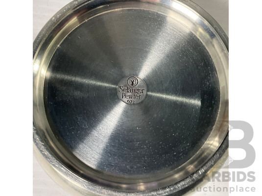Collection of Selangor Pewter Cups and Teapot