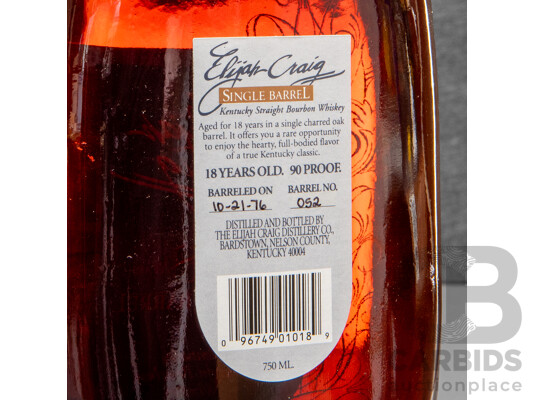 Elijah Craig Single Barrel Kentucky Straight Bourbon Whiskey in Presentation Tube