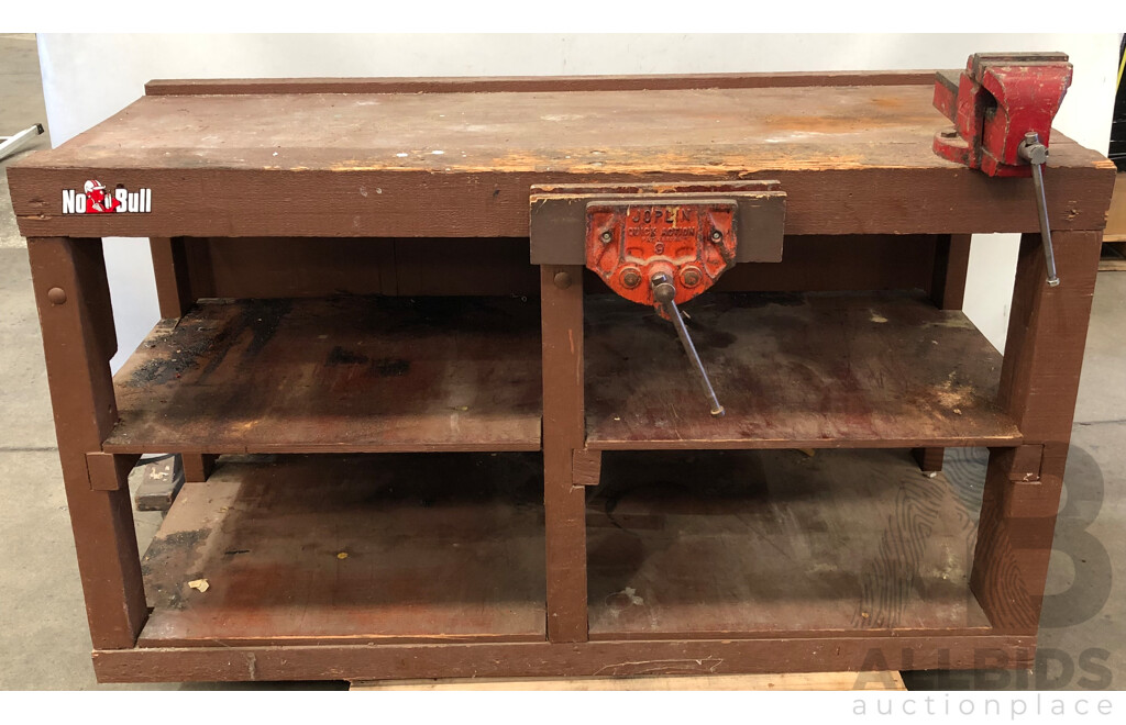Custom Built Timber Work Bench with Vices