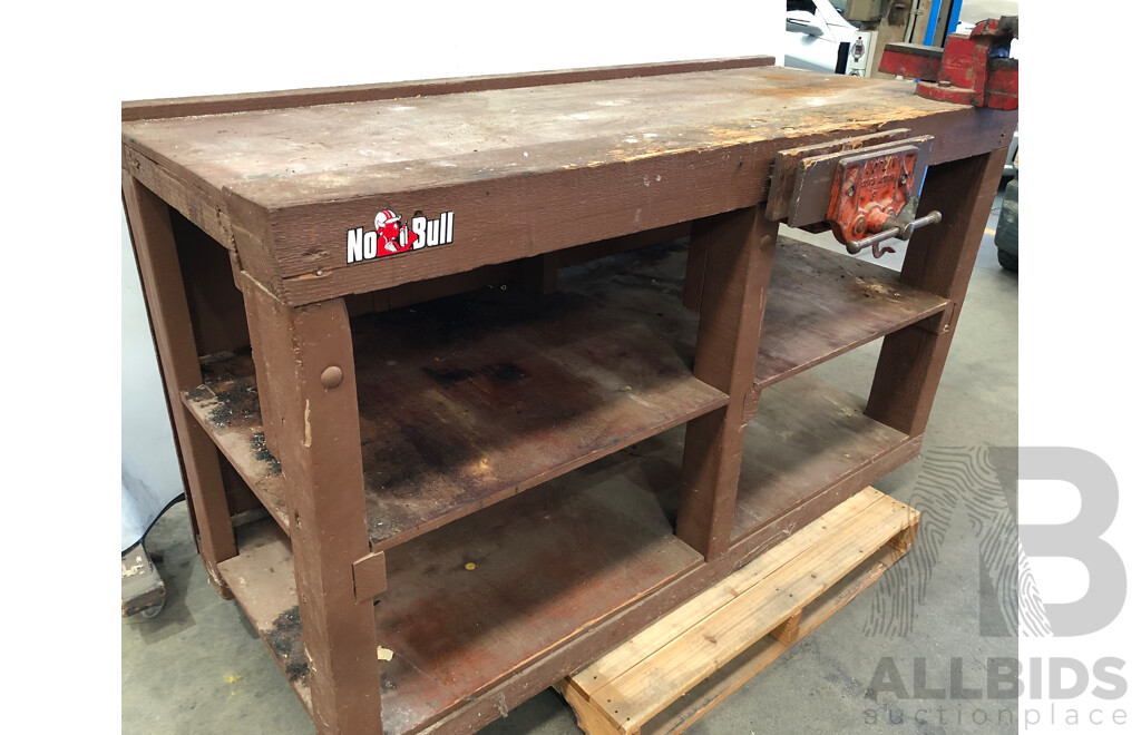Custom Built Timber Work Bench with Vices