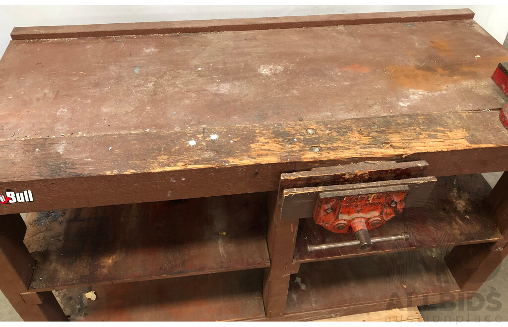 Custom Built Timber Work Bench with Vices