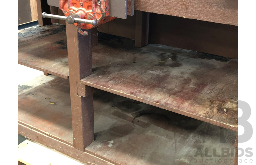 Custom Built Timber Work Bench with Vices