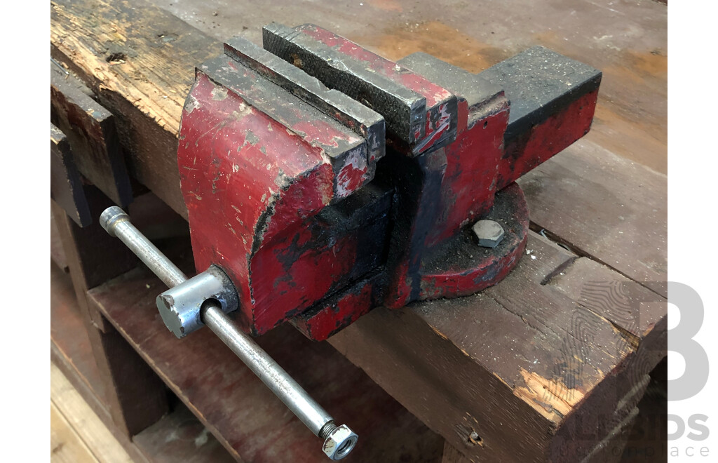 Custom Built Timber Work Bench with Vices
