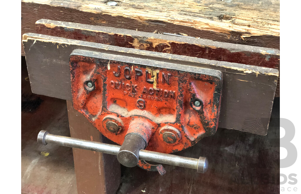 Custom Built Timber Work Bench with Vices