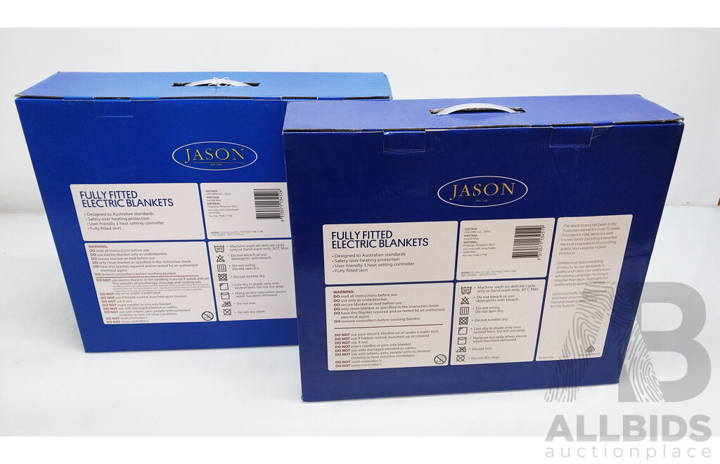 Lot of Two Jason Insulux Fitted Electric Blanket