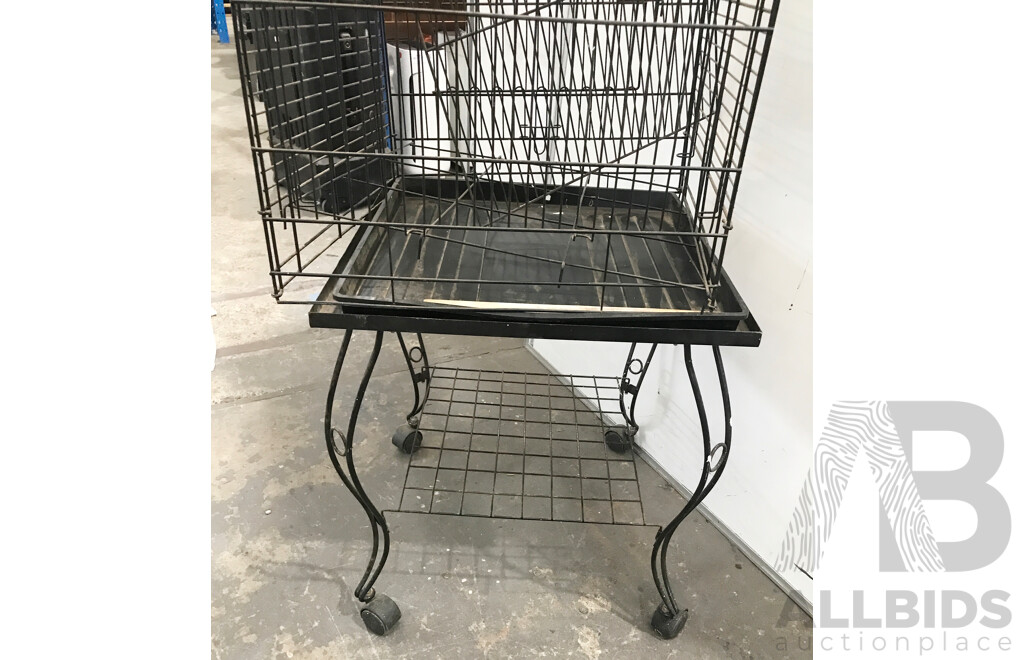 Pet Bird Cage with Stand and Castor Wheels