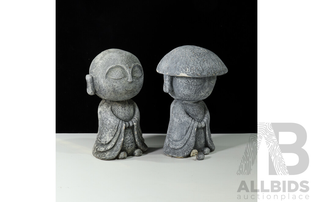 Pair of Outdoor Monk Statues