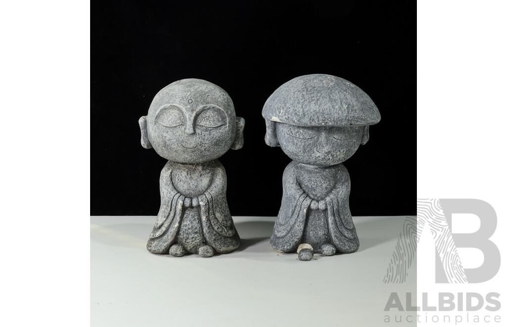 Pair of Outdoor Monk Statues