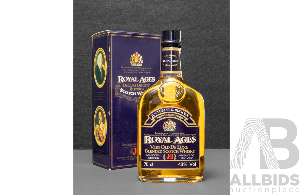 Vintage Royal Ages De Luxe Quality Blended Scotch Whisky in Presentation Box