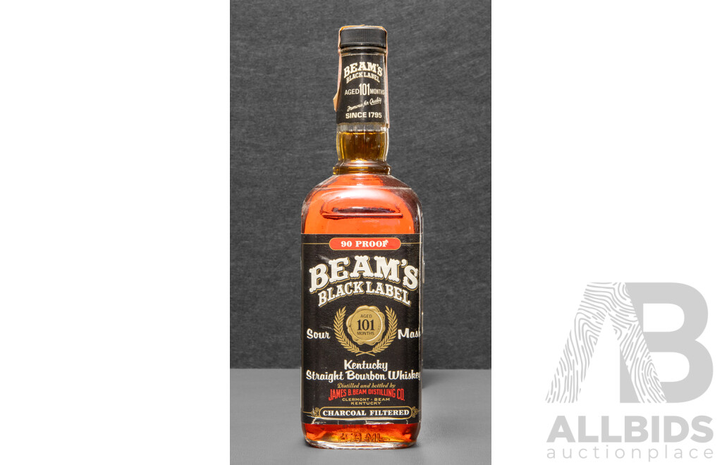Early 1980's Beam's Black Label Sour Mash Kentucky Straight Bourbon Whiskey