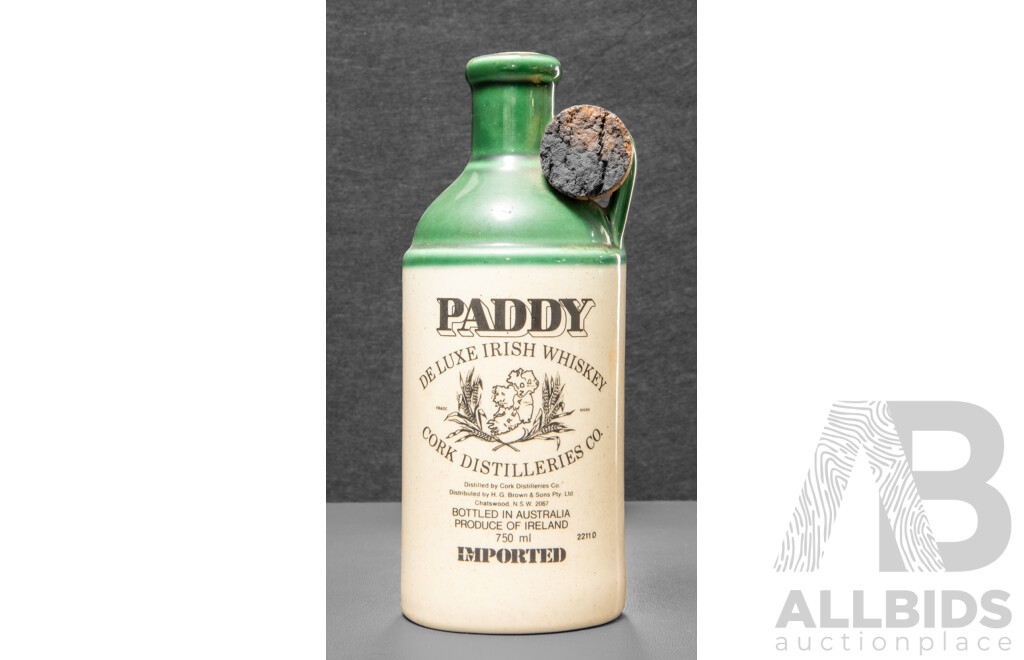 Vintage Paddy De Luxe Irish Whiskey by Cork Distilleries Co. Ceramic Crock