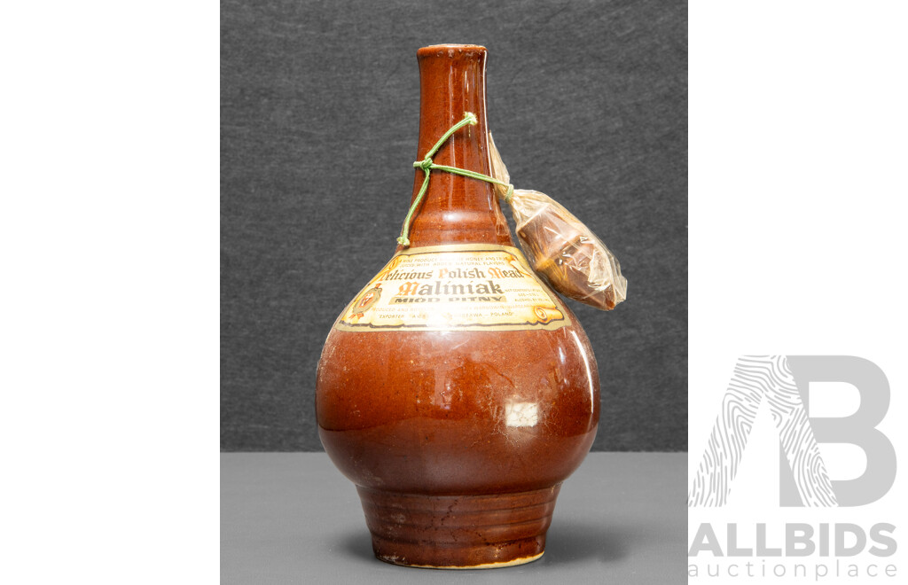 Vintage Maliniak Delicious Polish Mead Ceramic Flask