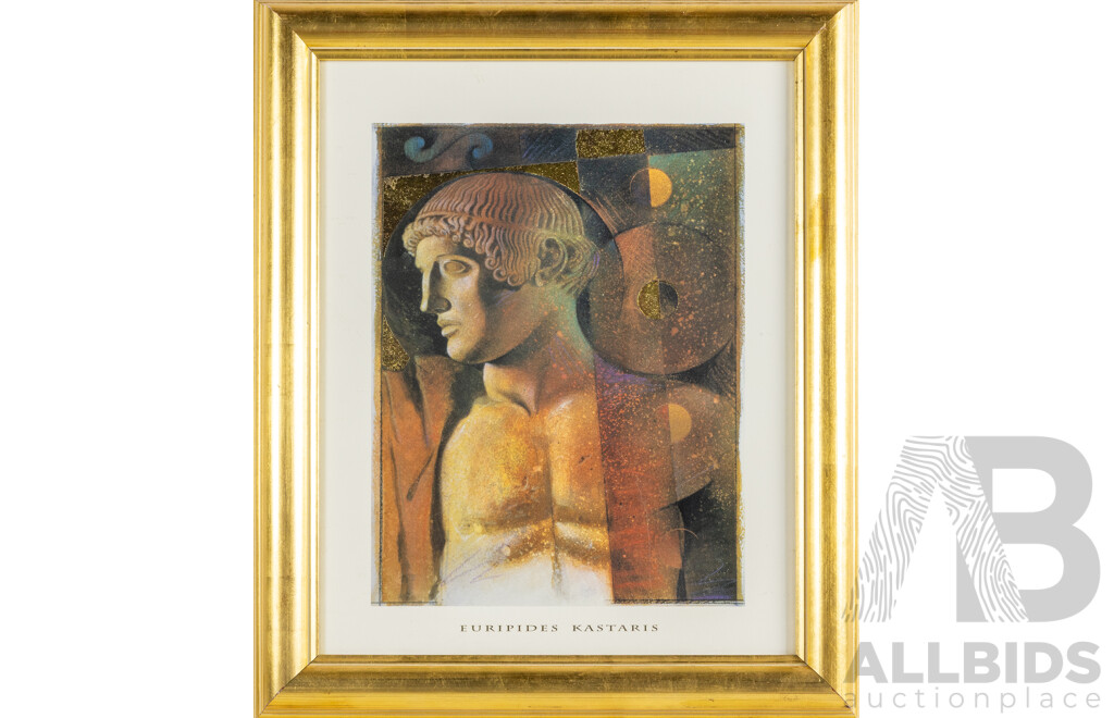 Euripides Kastaris (20th Century, Greek-American, 1960-), Adonis, Reproduction Print After Original with Gold Leaf, 60H x 50W cm (frame)