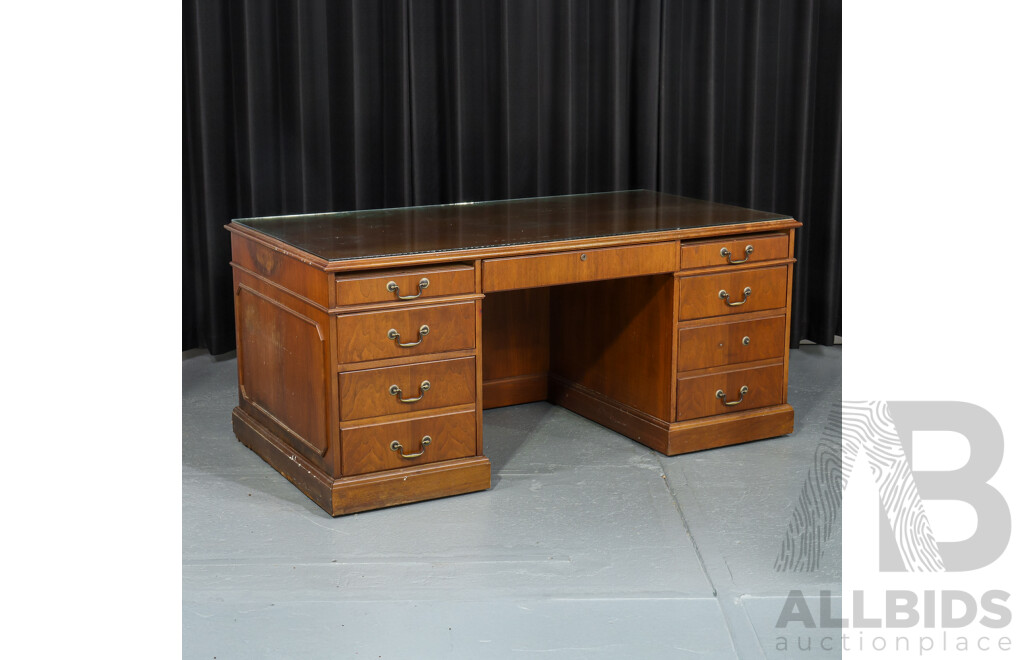 Reproduction Mahogany Twin Pedestal Desk