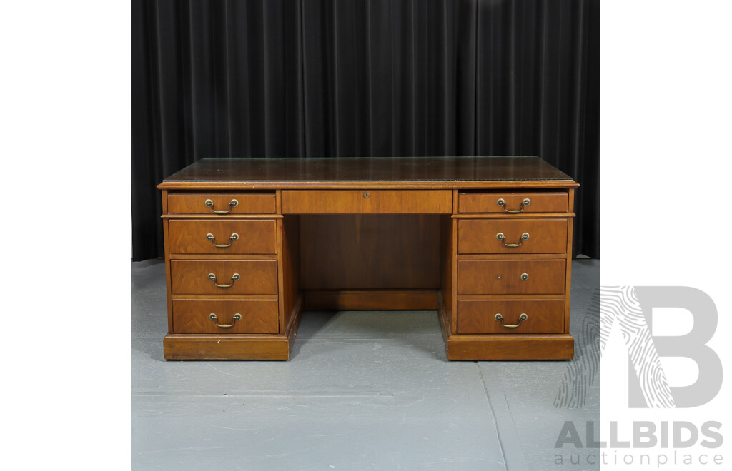 Reproduction Mahogany Twin Pedestal Desk