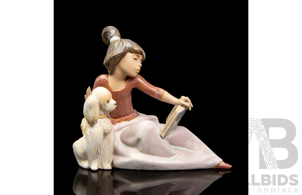 Boxed Vintage Lladro 'A Lesson Shared' Porcelain Figurative Group by Juan Huerta