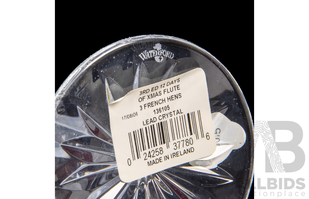 Waterford Crystal the 12 Days of Christmas 'Three French Hens' Boxed Champagne Flute