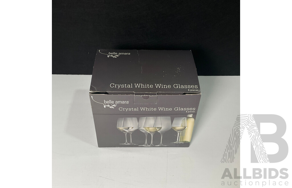 Set of Six Belle Amara Crystal White Wine Glasses