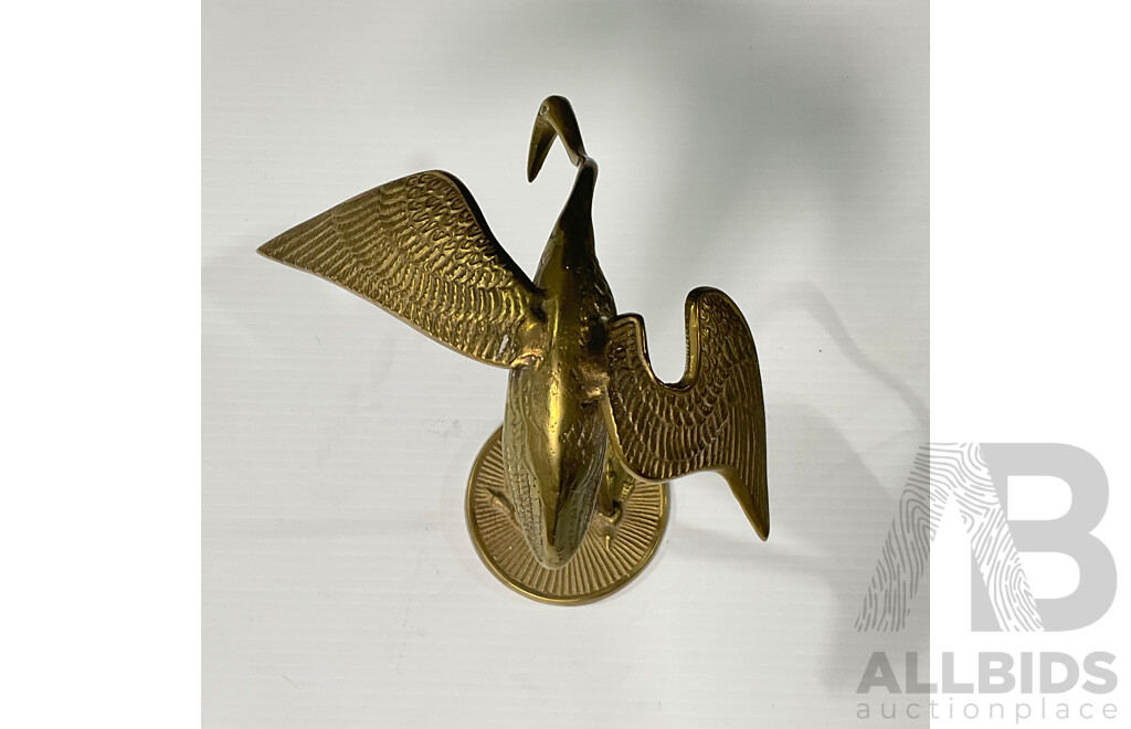Collection of Six Brass Animals Including Ducks, Bird and Cranes