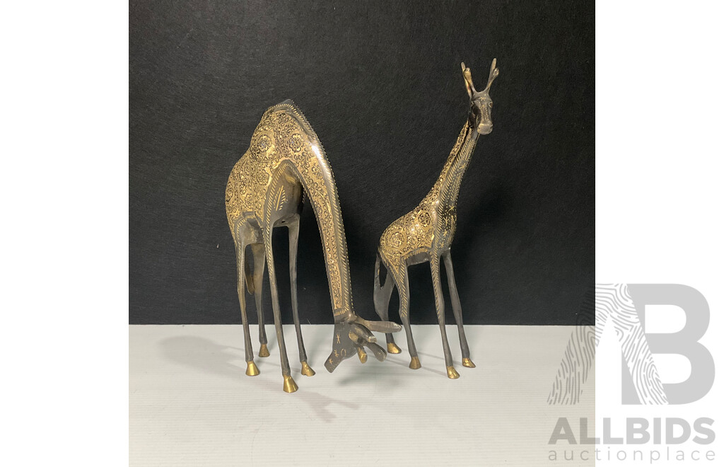 Pair of Decorative Brass Giraffes