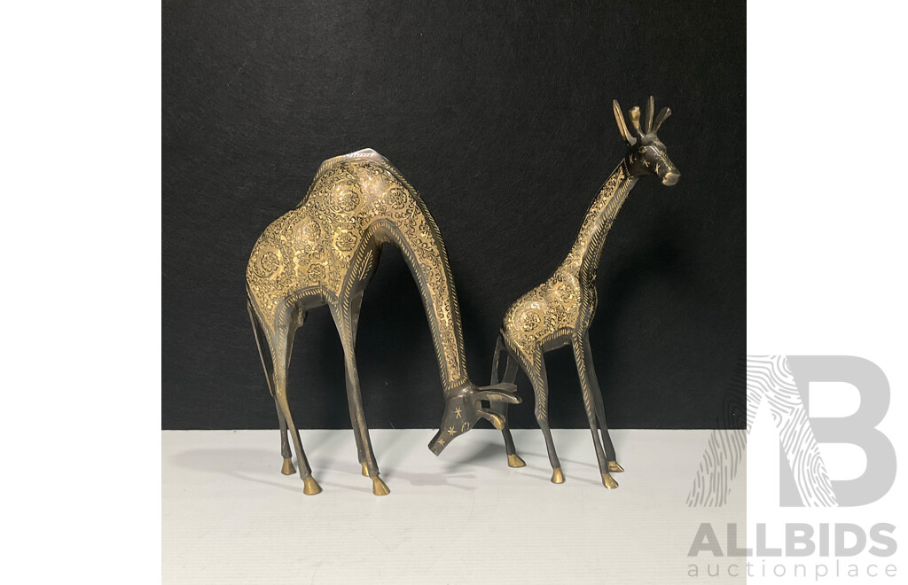 Pair of Decorative Brass Giraffes