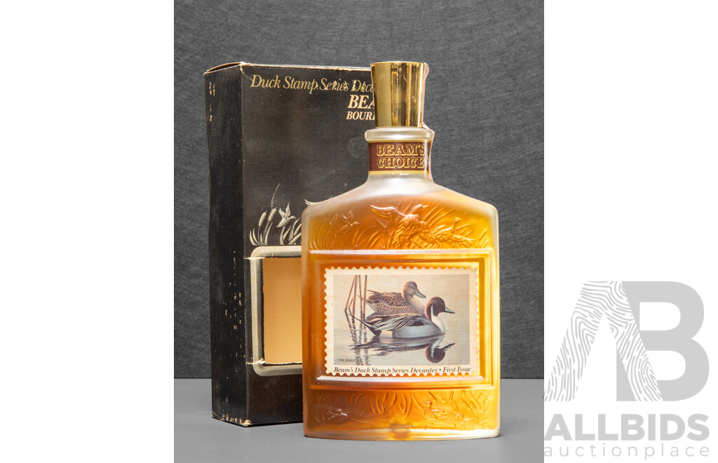 Set of Three Beams Choice First Issue Bourbon Duck Stamp Series Decanters in Presentation Boxes