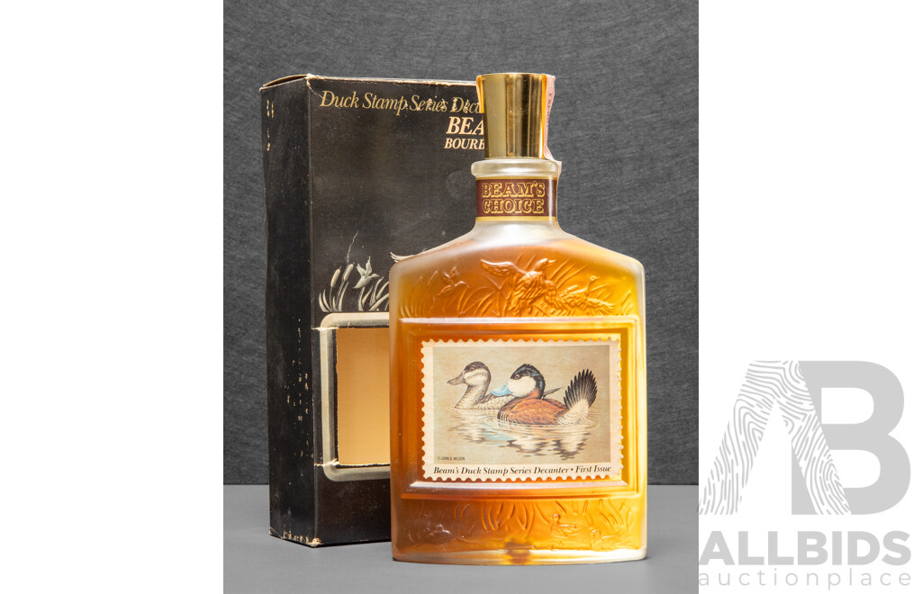 Set of Three Beams Choice First Issue Bourbon Duck Stamp Series Decanters in Presentation Boxes