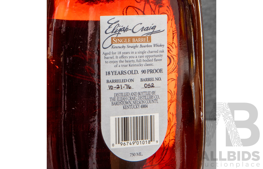 Elijah Craig Single Barrel Kentucky Straight Bourbon Whiskey in Presentation Tube