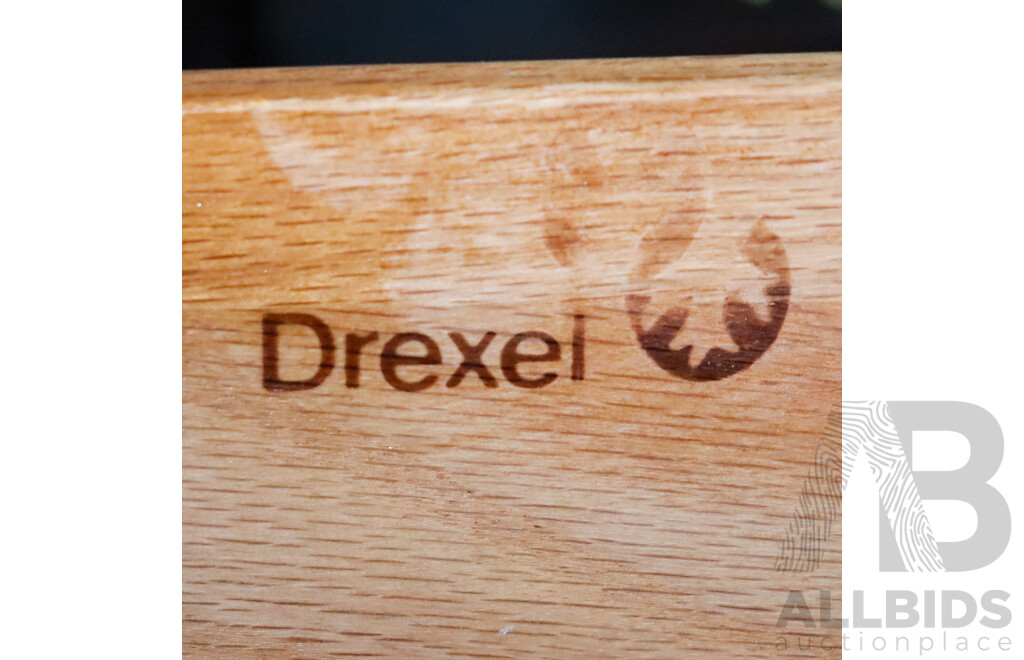 Pair of Georgian Style Two Drawer Bedsides and Bedhead by Drexel Furniture