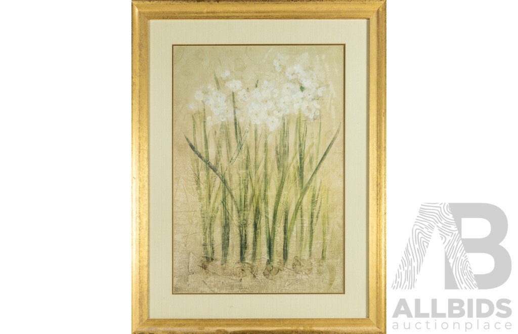 Cheri Blum, (American, 1969-2003), Orchid and Narcissus, High Quality Reproduction Colour Prints of the Original Photolithographs 95H x 75W cm (frame) (2)