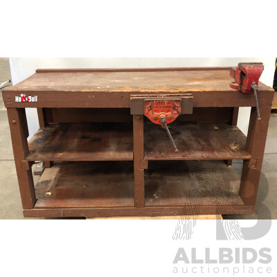 Custom Built Timber Work Bench with Vices