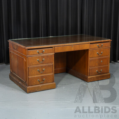 Reproduction Mahogany Twin Pedestal Desk