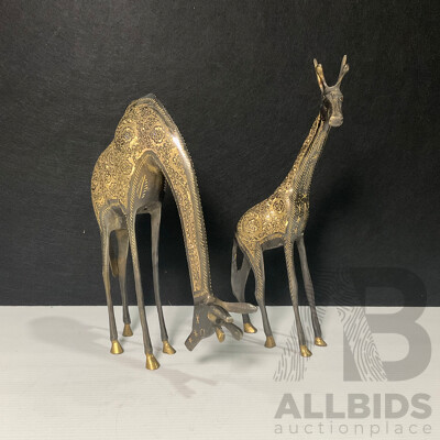 Pair of Decorative Brass Giraffes