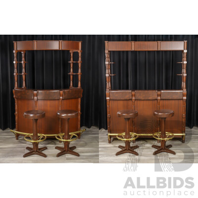 Large Two Piece Bar Unit with Four Barstools