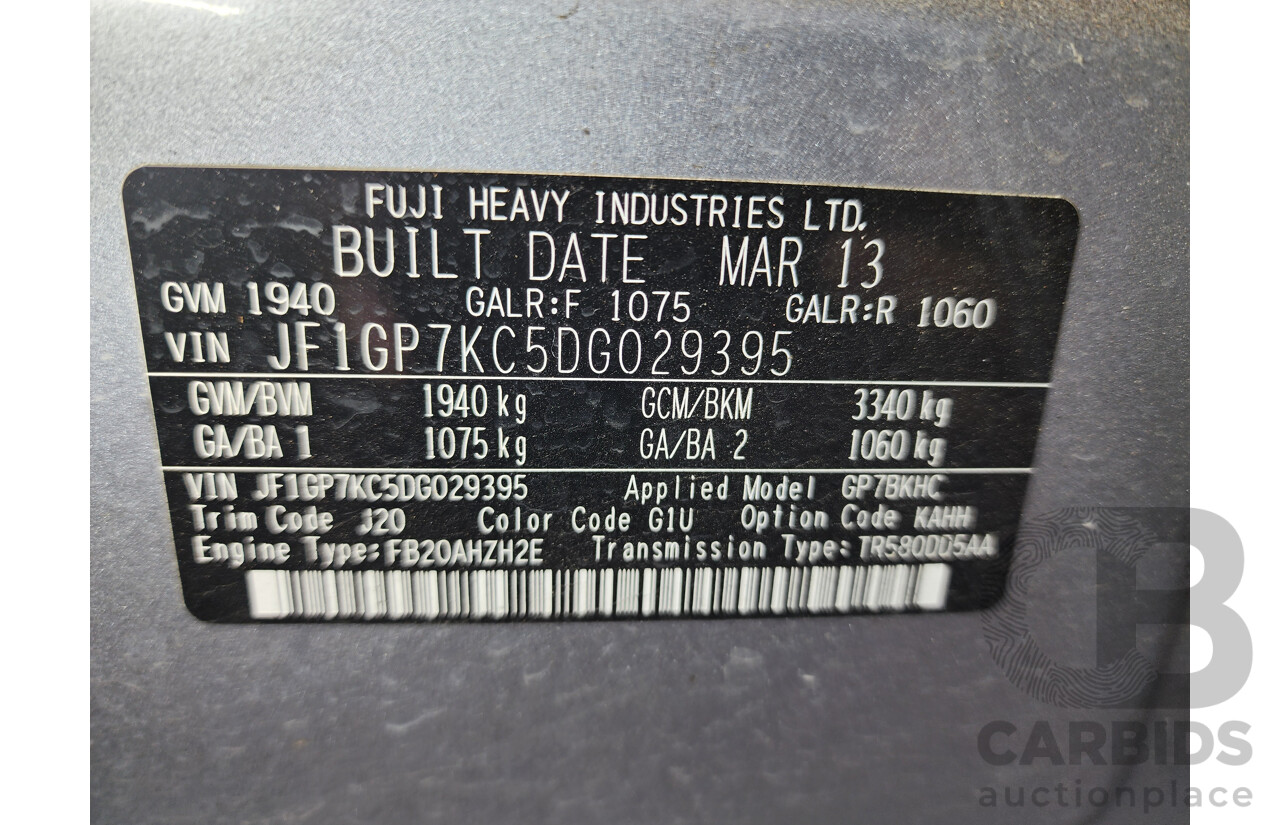 04/2013 Subaru XV 2.0i-S MY13 4d Wagon Silver 2.0L