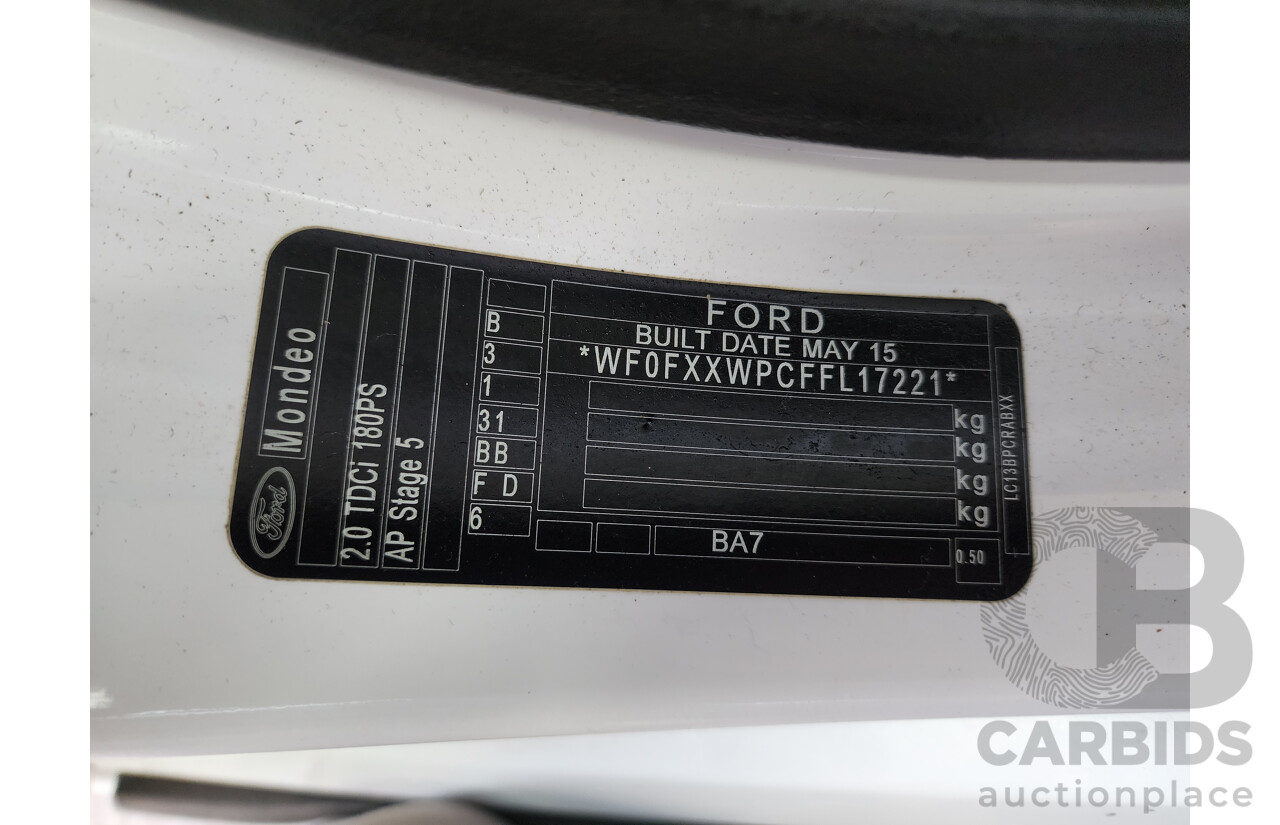 07/2015 Ford Mondeo Ambiente TDCi MD 4d Wagon White 2.0L