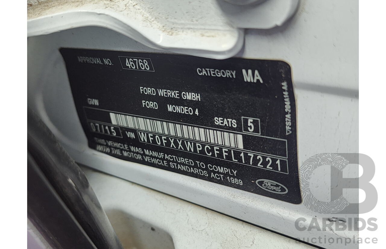07/2015 Ford Mondeo Ambiente TDCi MD 4d Wagon White 2.0L