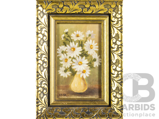 Elva Black, (20th Century, Australian), Vase of Daisies & Wild Roses, Pair of Vintage Oils on Canvas/Canvas Board, 31H x 23W cm (largest frame) (2)