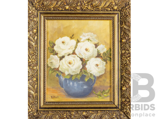 Elva Black (20th Century, Australian), Bowl of Roses and Growing Wild, Pair of Original Vintage Oils on Canvas Board/Board, 35H x 31W cm (frame largest) (2)
