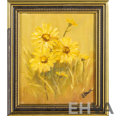 Elva Black (20th Century, Australian), Bowl of Roses and Growing Wild, Pair of Original Vintage Oils on Canvas Board/Board, 35H x 31W cm (frame largest) (2)