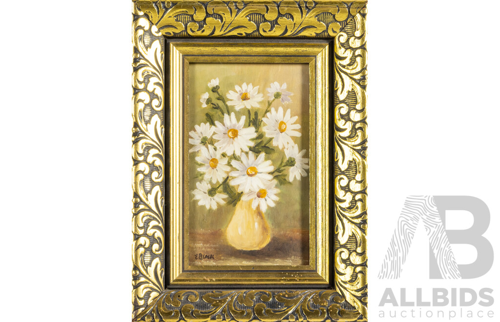Elva Black, (20th Century, Australian), Vase of Daisies & Wild Roses, Pair of Vintage Oils on Canvas/Canvas Board, 31H x 23W cm (largest frame) (2)