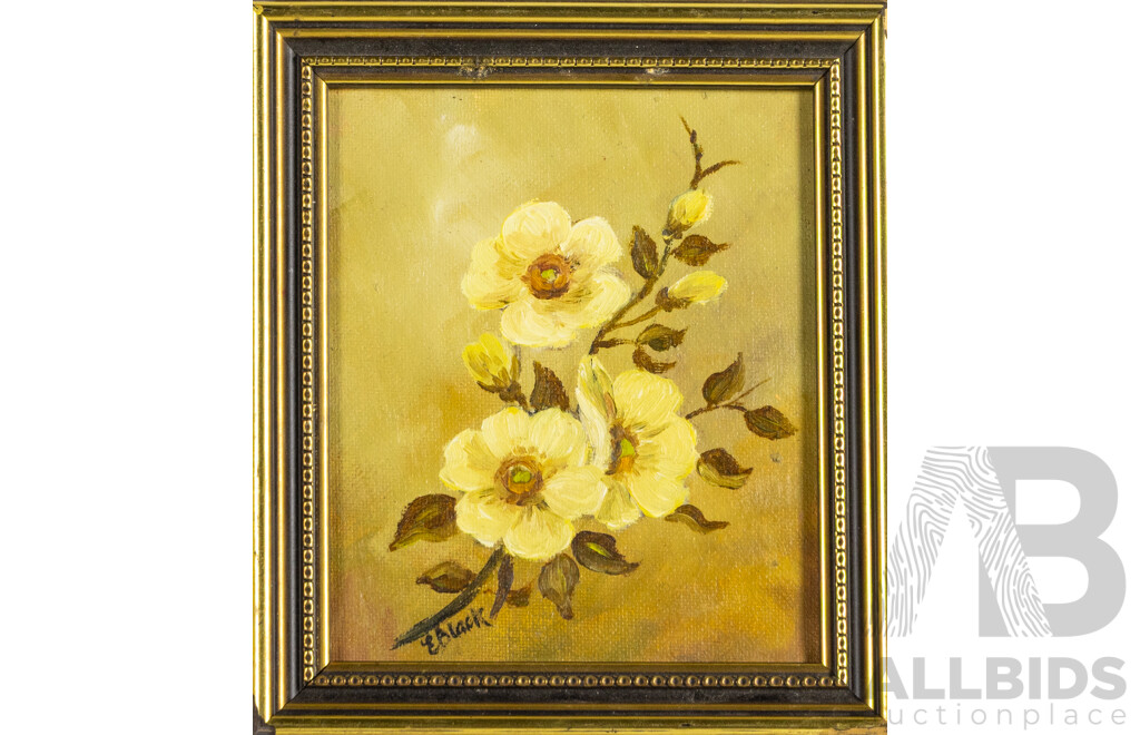 Elva Black, (20th Century, Australian), Vase of Daisies & Wild Roses, Pair of Vintage Oils on Canvas/Canvas Board, 31H x 23W cm (largest frame) (2)