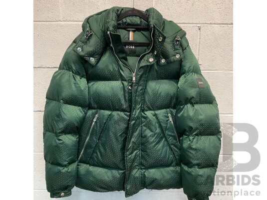 Monogram Jacquard Padded Jacket - Green (size 48) Branded BOSS
