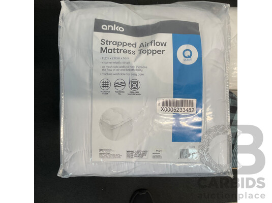 ANKO Queen Mattress Topper, ANKO King Quilt and Quilt Cover - Lot of 3