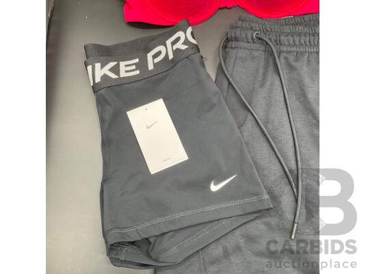 NIKE Pro Women's Shorts (M), NIKE Shorts (M) and Bras N Things Red Lace Balconette Bra (16C) - Lot of 3