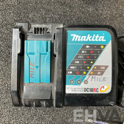 MAKITA 18V Kit, Including Hammer Drill Driver (DHP486), Impact Driver (DTD173), Battery Charger (DC18RC) and 2x 5.0ah Battery - Lot of 5