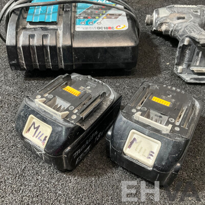 MAKITA 18V Kit, Including Impact Driver (TD173D), Battery Charger (DC18RC) and 2x 5.0ah Battery - Lot of 4