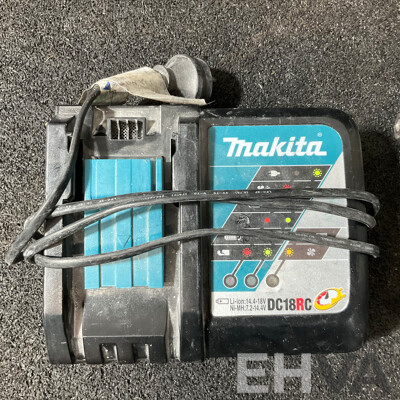 MAKITA 18V Kit, Including Impact Driver (TD173D), Battery Charger (DC18RC) and 2x 5.0ah Battery - Lot of 4