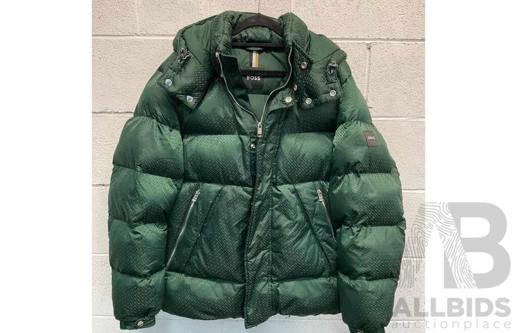Monogram Jacquard Padded Jacket - Green (size 48)  Branded BOSS